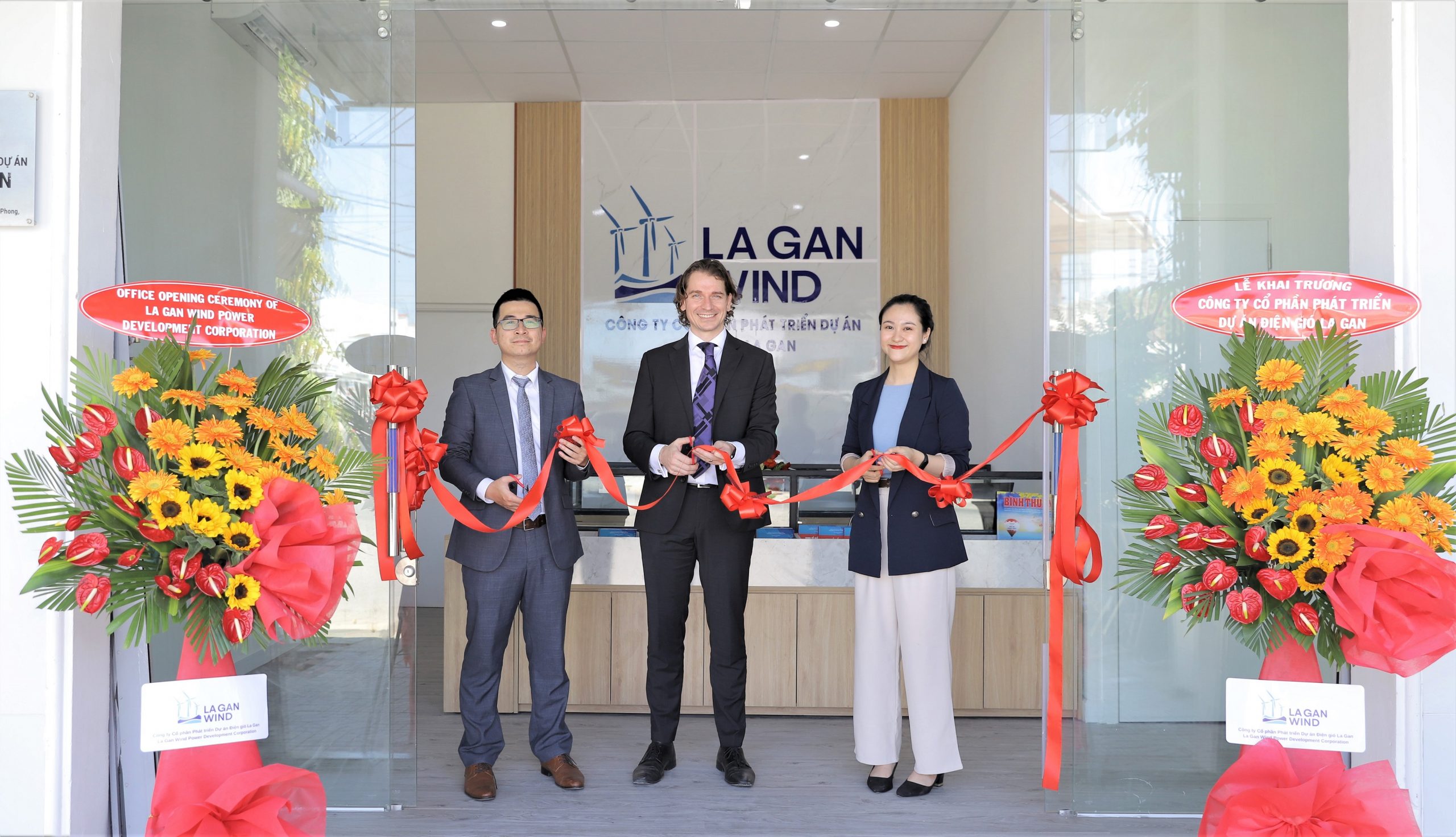 Trụ sở chính của Công ty Cổ phần Phát triển Dự án Điện gió La Gan đã được khai trương tại huyện Tuy Phong, tỉnh Bình Thuận