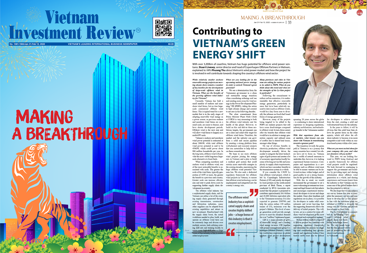 Ông Stuart Livesey trả lời phỏng vấn trong Số báo Tết đặc biệt năm 2022 của Vietnam Investment Review (VIR)